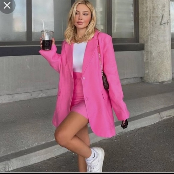 Zara Jackets & Coats Brand New With Tag Zara Pink Blazer Set Blazer